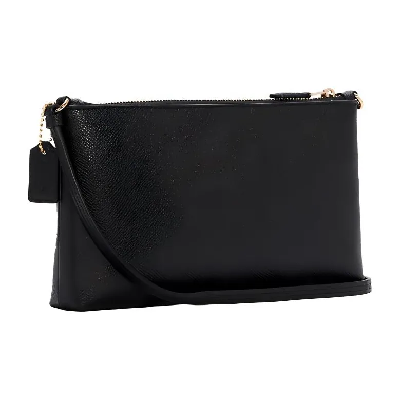 COACH Zip Top Crossbody Canvas With Leather Clutches Shoulder Bag Crossbody Bag Small Size Women's Black-1