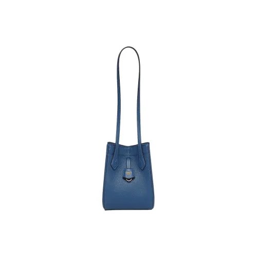 FENDI Calfskin Bucket Bag Handbag Shoulder Bag Mini Women's Blue