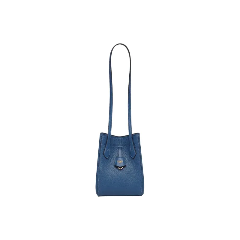 FENDI Calfskin Bucket Bag Handbag Shoulder Bag Mini Women's Blue-0