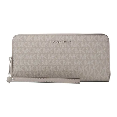 MICHAEL KORS Jet Set Travel Coated Canvas Wallet Large Size Women's Pearl Gray