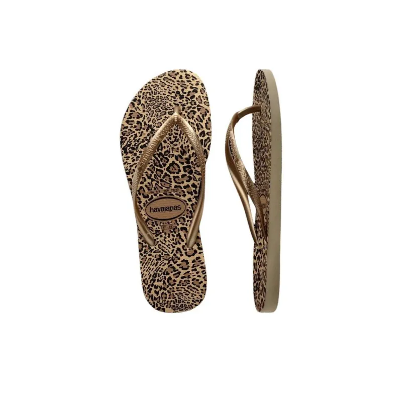 Havaianas Rubber Sole Abrasion-Resistant Flip Flops Women's Leopard Print-5