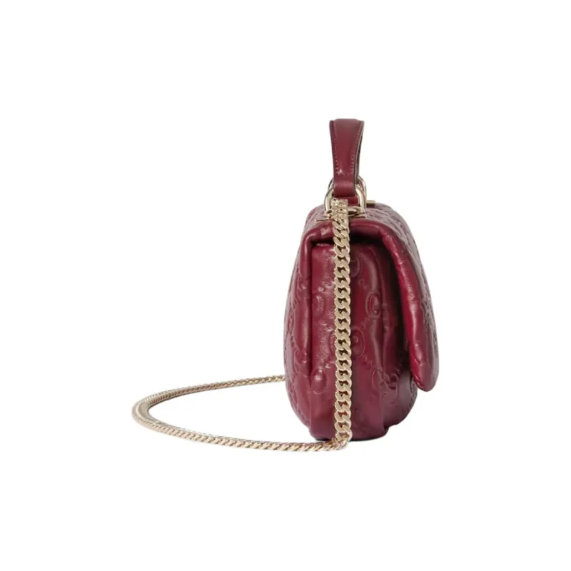 GUCCI Loose Leather Crossbody One Shoulder Handbags Mini Women's Red-3