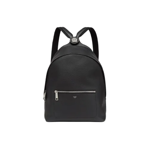 FENDI Calfskin Backpack Medium Size Men's Black