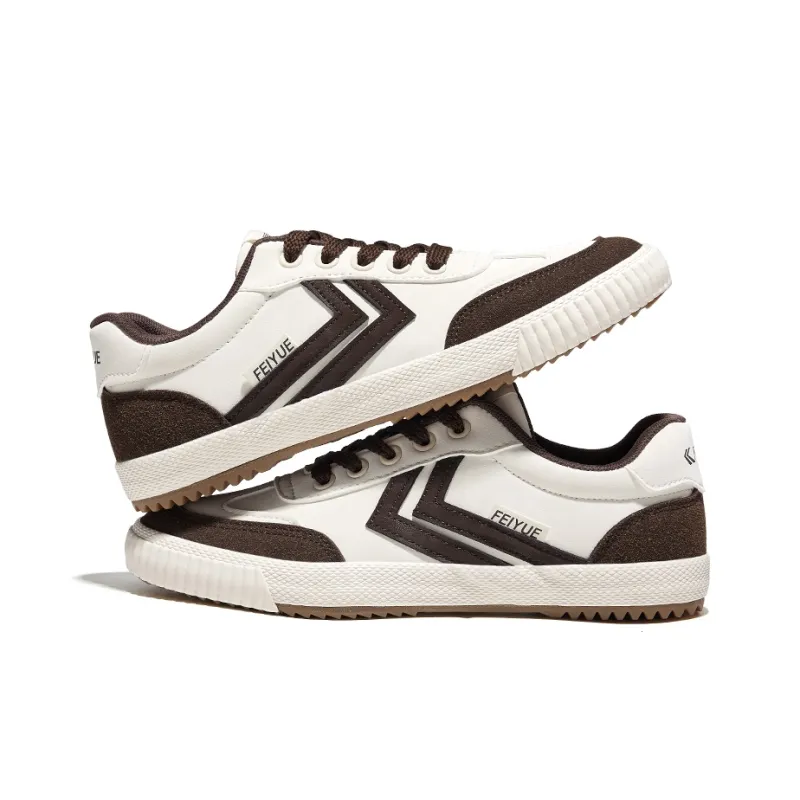 Feiyue Anti-Slip Wear-Resistant Low-Top Skateboard Shoes Unisex Beige Brown-4