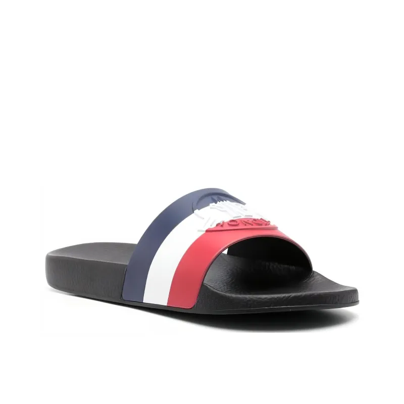 Moncler Logo Debossed Striped Slides-2