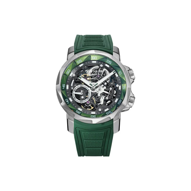 FEIKE Automatic Mechanical Movement Silicone Strap Watch Men's Watches Cut-Out Dial-5
