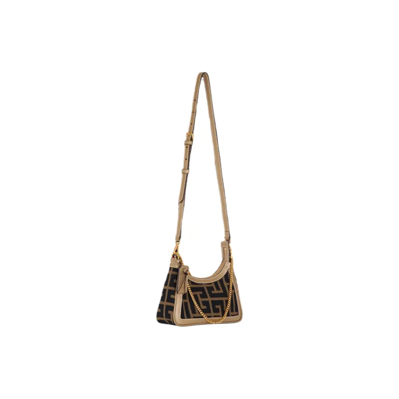 BALMAIN B ARMY Cotton Shoulder Bag, Crossbody Bag, Handbag Women's Black-1