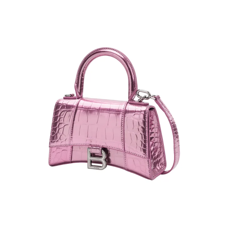 Balenciaga Hourglass Calfskin Hourglass Bag, Shoulder Bag, Crossbody Bag, Handbag Extra Small Women's Pink-3