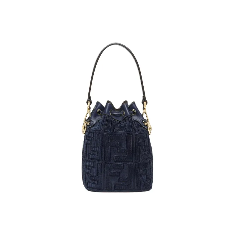 FENDI Mon Tresor Calfskin Bucket Bags Shoulder Bag Crossbody Bag Handbag Mini Women's Dark Blue-2