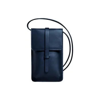 INES DE LA FRESSANGE Cow Leather Cell Phone Pouch, Crossbody Bag, Shoulder Bag Unisex Midnight Blue