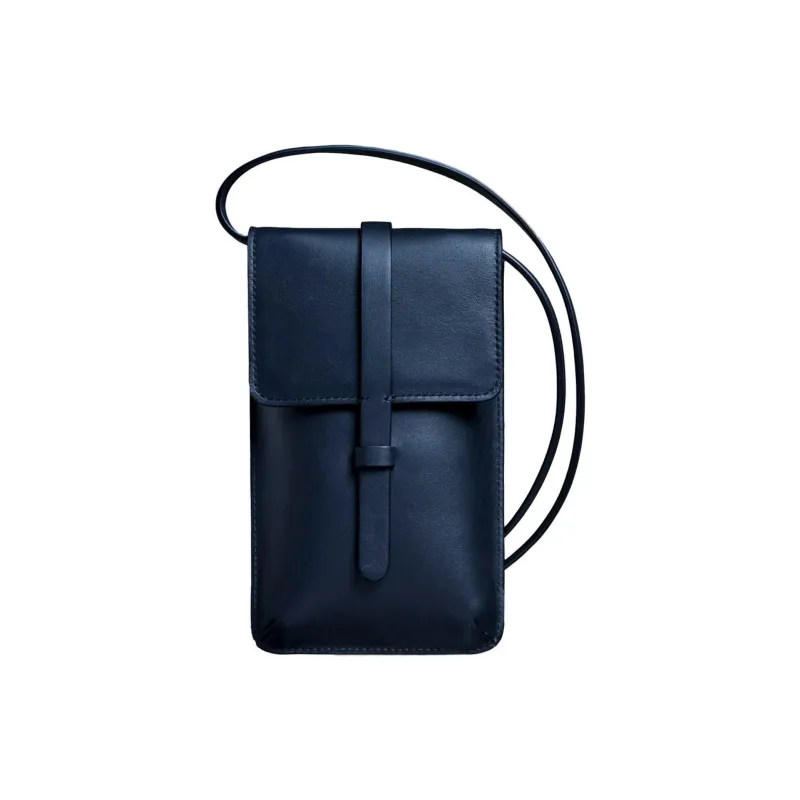 INES DE LA FRESSANGE Cow Leather Cell Phone Pouch, Crossbody Bag, Shoulder Bag Unisex Midnight Blue-0