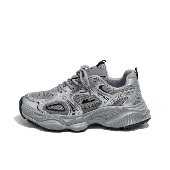 Warrior Breathable Anti Slip And Wear Resistant Low Top Chunky Sneakers Men's Gray Silver