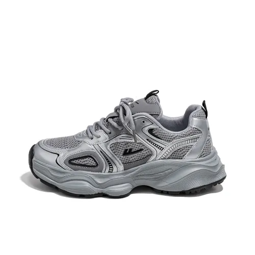 Warrior Breathable Anti Slip And Wear Resistant Low Top Chunky Sneakers Men's Gray Silver