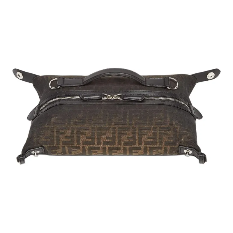 FENDI Calfskin Shoulder Bag Crossbody Bag Handbag Small Size Men's Brown-4