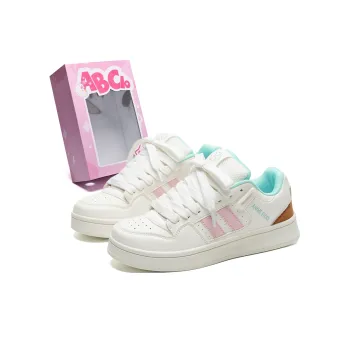 ABCIO Water-Resistant Cushioning Coverage Low-Top Skateboard Shoes Unisex White Moon Pink