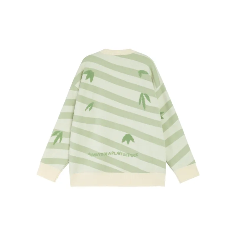 B.Duck Knitwear Women's Green White Stripes-1