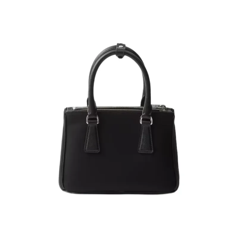 PRADA Embroidered Leather Shoulder Bag Crossbody Bag Handbag Mini Women's Black-2
