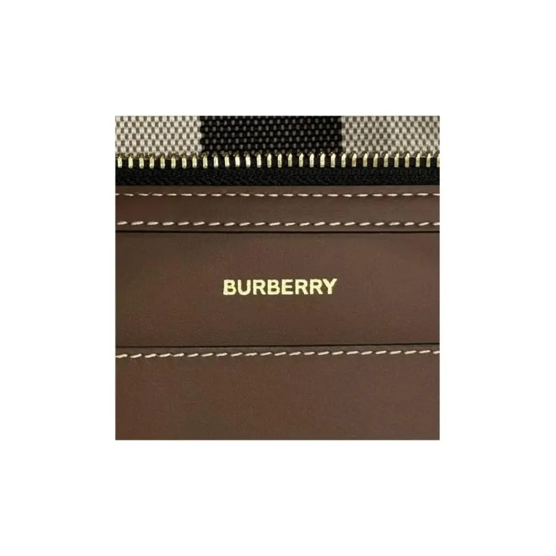 Burberry Plaid Canvas Canvas Bag Clutches Women's Brown-4