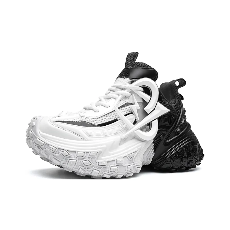 MVA Non slip Wear resistant Impact resistant Low Top Chunky Sneakers Unisex Black White-2