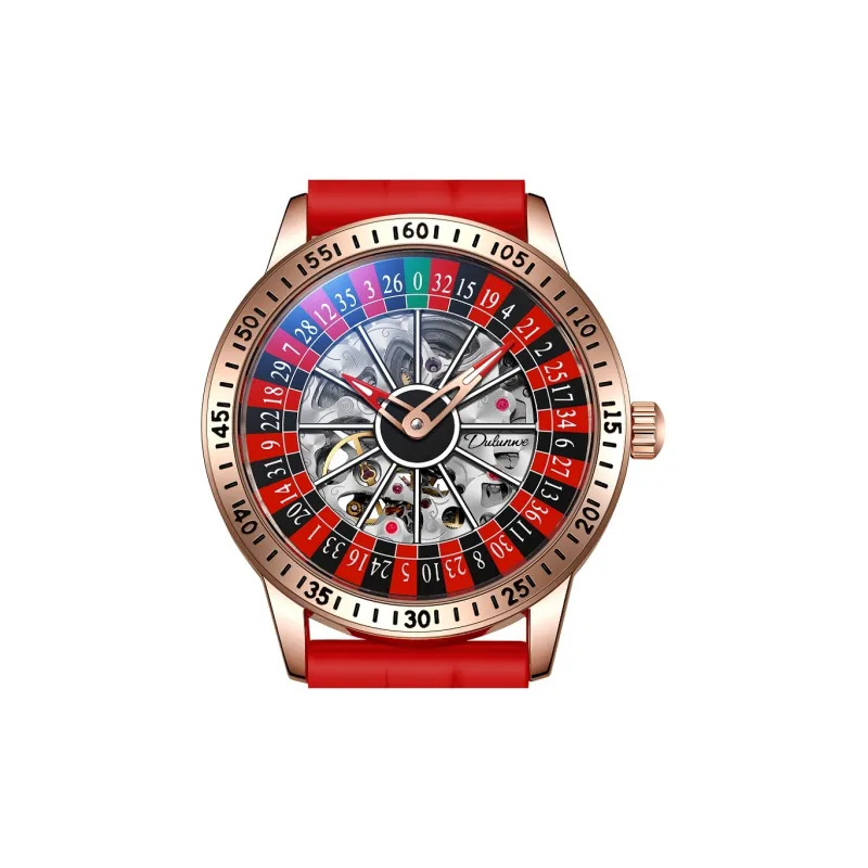 Dulunwe Automatic Mechanical Movement Silicone Strap Watch Men's Watches Cut-Out Dial-6