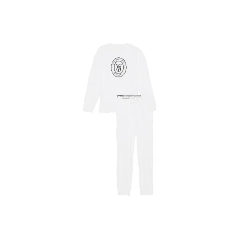 Victoria's Secret Cotton Long Pajama Set / White Pajama Set Women's White-0