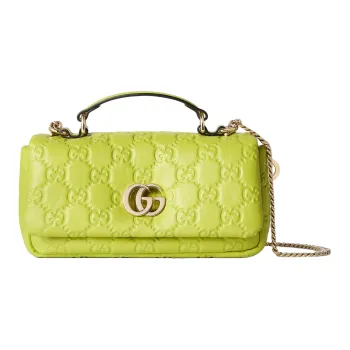 GUCCI Loose Leather Crossbody One Shoulder Handbags Mini Women's Bright Green
