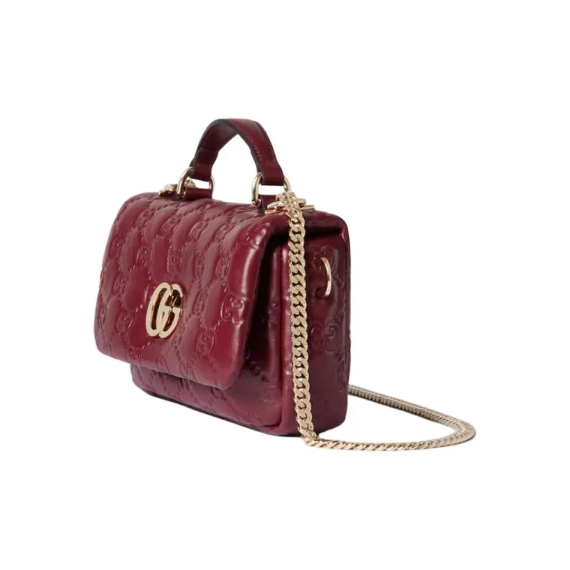 GUCCI Loose Leather Crossbody One Shoulder Handbags Mini Women's Red-1