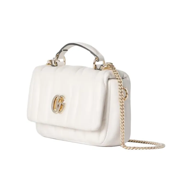 GUCCI Quilted Leather Crossbody One Shoulder Handbag Mini Women's White-1