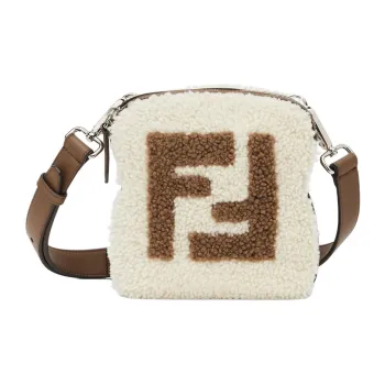 FENDI Sheep Wool Shoulder Bag Crossbody Bag Mini Men's White