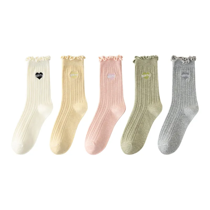 MIIOW Mid Calf Socks Women's 5 Pack-3