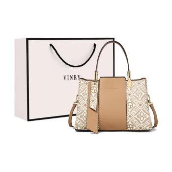 VINEY Synthetic Leather Handbag Crossbody Bag Shoulder Bag Regular Women's Elegant Apricot