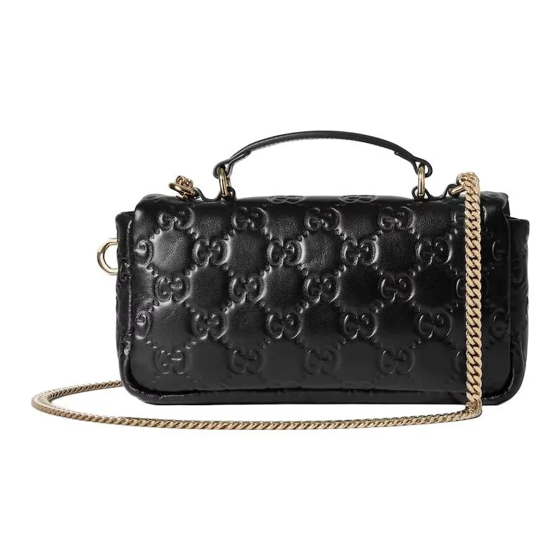 GUCCI Loose Leather Crossbody One Shoulder Handbags Mini Women's Black-2
