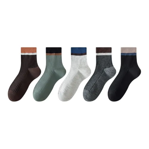 MIIOW Mid Calf Socks Men's 5 Pack Mixed Color