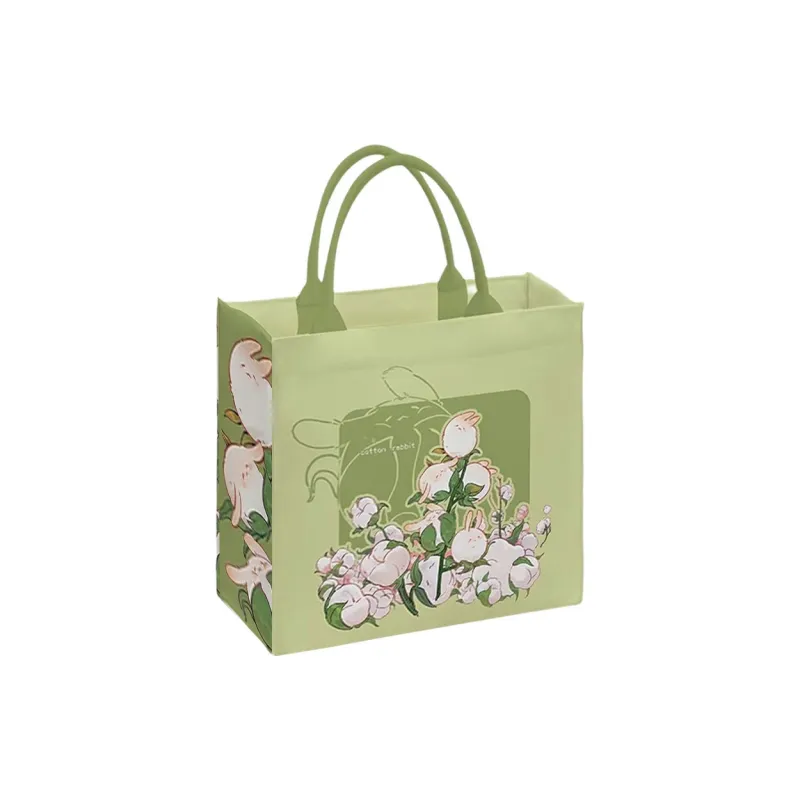 AOSONG Suede Tech Fabric Handbag Regular Unisex Green Fluffy Bunny-4