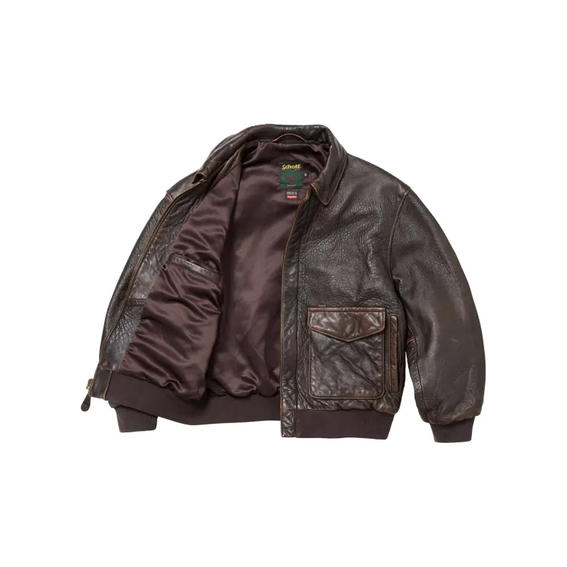 Supreme X Schott Snow White Hand Painted Leather A2 Jacket-2