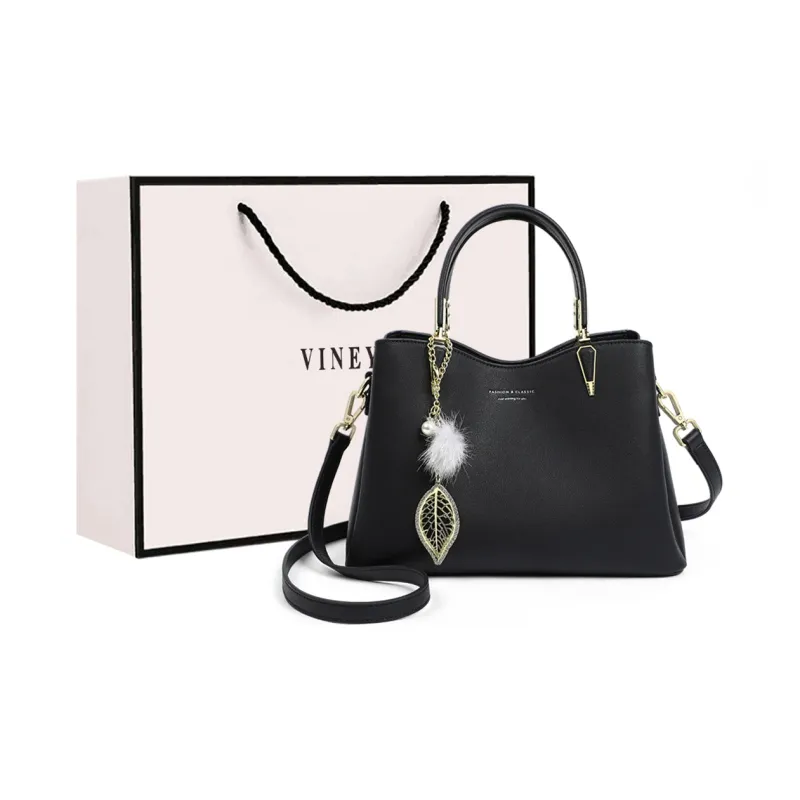 VINEY Cow Leather Mommy Bag Shoulder Bag Crossbody Bag Handbag Large Size Women's Ecru/Burgundy/Black-5