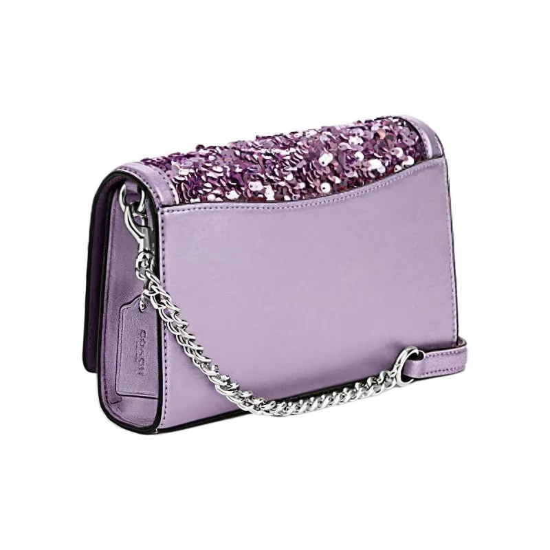 COACH Cow Leather Square Bag, Shoulder Bag, Crossbody Bag Trumpets Women's Lilac Purple-1