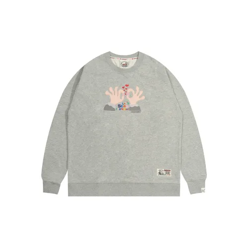 GRAF Sweatshirts Men Gray Hand-Clipped GW Crew Neck Sweatshirt