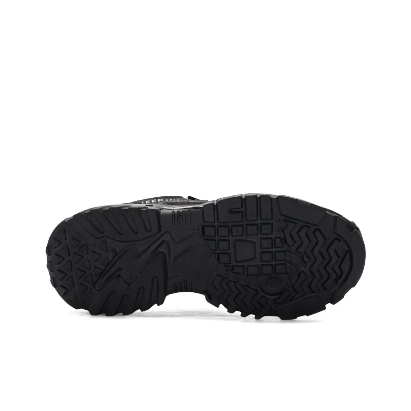 JEEP SPIRIT Anti-Slip Wear-Resistant Breathable Lightweight Height Increasing Low-Top Chunky Sneakers Men's Black-4