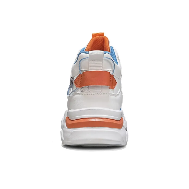 Warrior Wear resistant, Lightweight, Breathable, And Non slip. High Top Casual Shoes Men's White Blue Orange-4