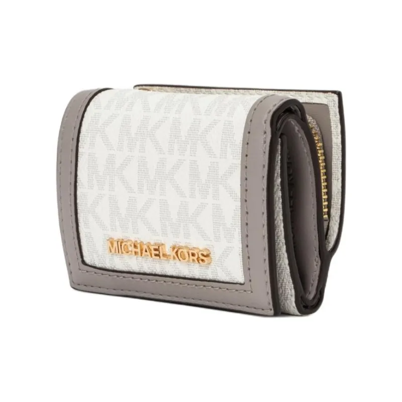 MICHAEL KORS Jet Set Travel Coated Canvas Wallet Extra Small Women's Glossy White-5