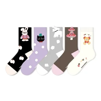 COTTON CHEESE Mid-Calf Socks Unisex 5 Pack