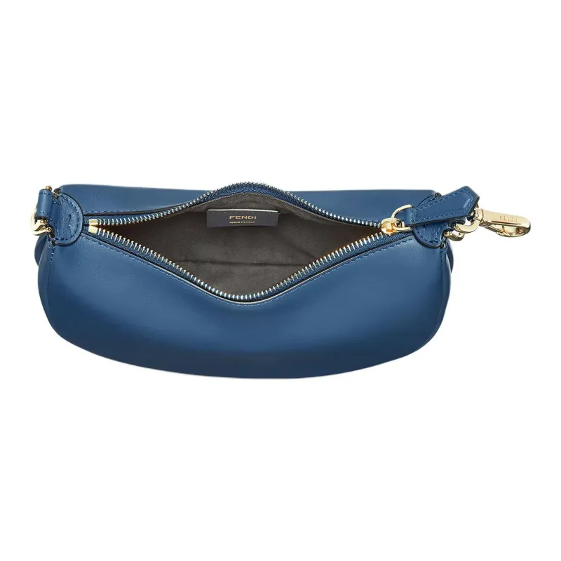 FENDI Calfskin Crescent Bag Wrist Bag Mini Women's Blue-2