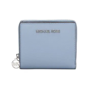 MICHAEL KORS Jet Set Travel Coated Canvas Wallet Medium Size Women's Light Blue