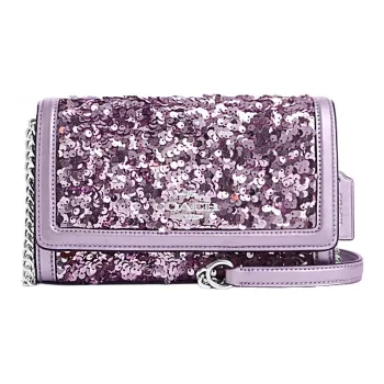 COACH Cow Leather Square Bag, Shoulder Bag, Crossbody Bag Trumpets Women's Lilac Purple