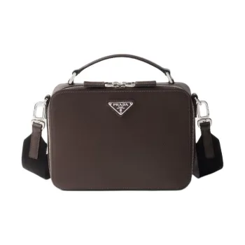 PRADA Saffiano Leather Shoulder Bag Crossbody Bag Handbag Medium Size Women's Coffee