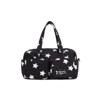 VANWALK Nylon Handbag, Shoulder Bag, Crossbody Bag Large Size Women's Stars Black Sea Salt Blue Doodle White
