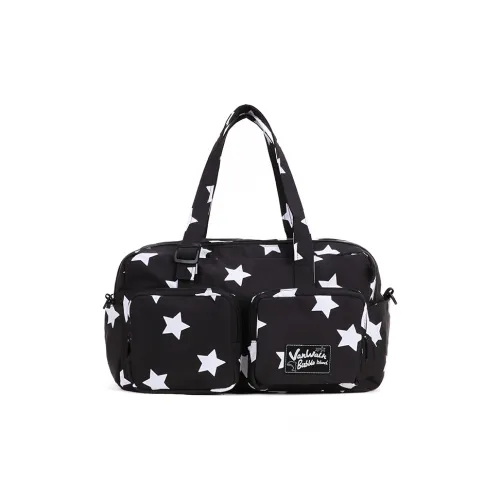 VANWALK Nylon Handbag, Shoulder Bag, Crossbody Bag Large Size Women's Stars Black Sea Salt Blue Doodle White