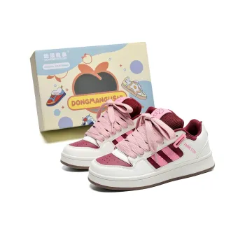 Anime Story Anti Slip Wear Resistant Lightweight Breathable Low Top Skateboard Shoes Unisex Pink Wine Red