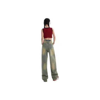 SONGS ALONG Jeans Women's Washed Yellow Mud
